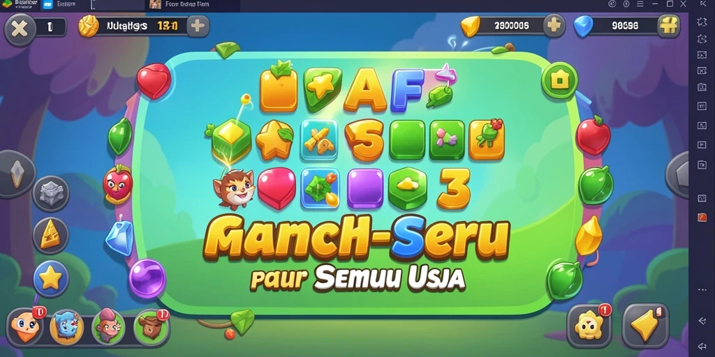 Tampilan gameplay seru dalam AFAF dengan elemen Match-3 yang berwarna-warni.