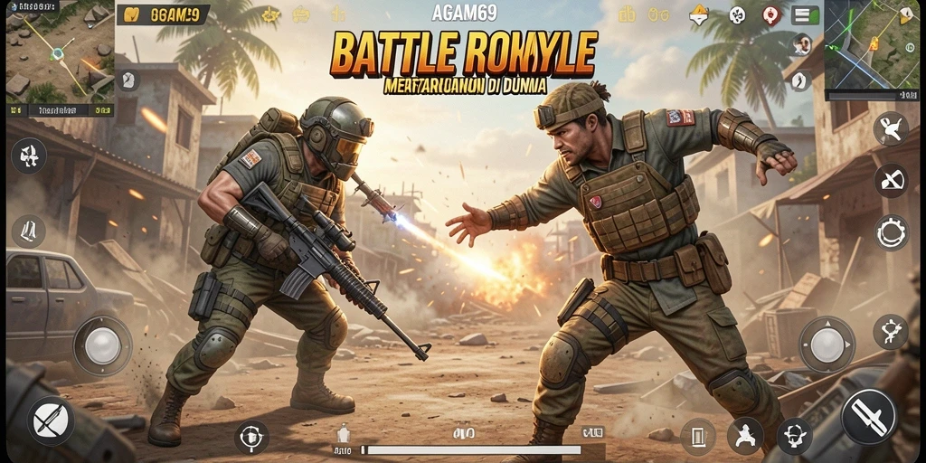 Screenshot menampilkan aksi bertarung seru di AGAM69 Battle Royale.