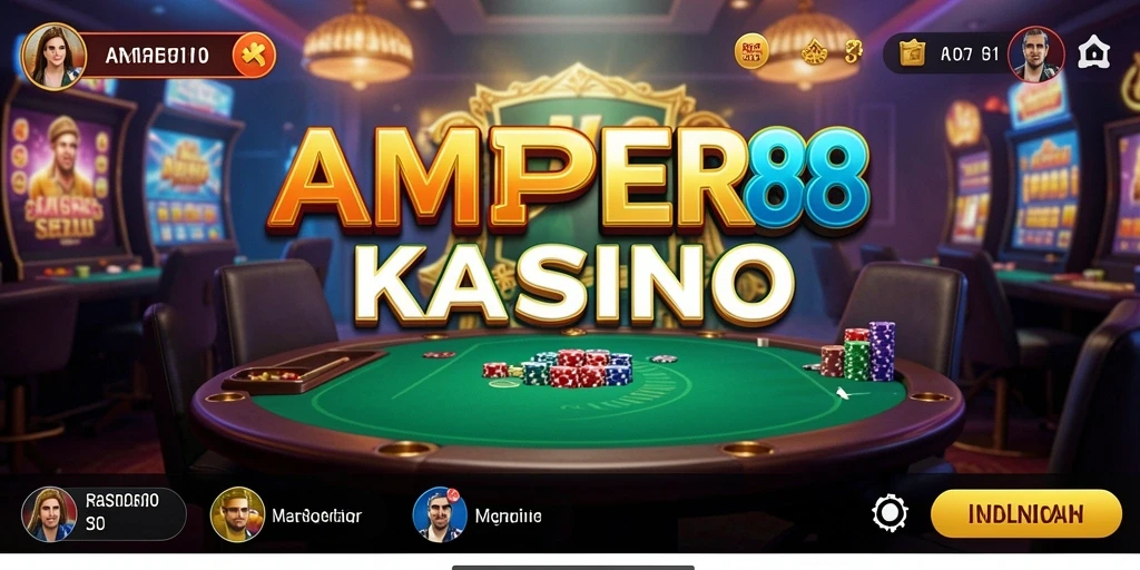 Tampilan gameplay seru AMPER88 dengan suasana Kasino yang nyata.