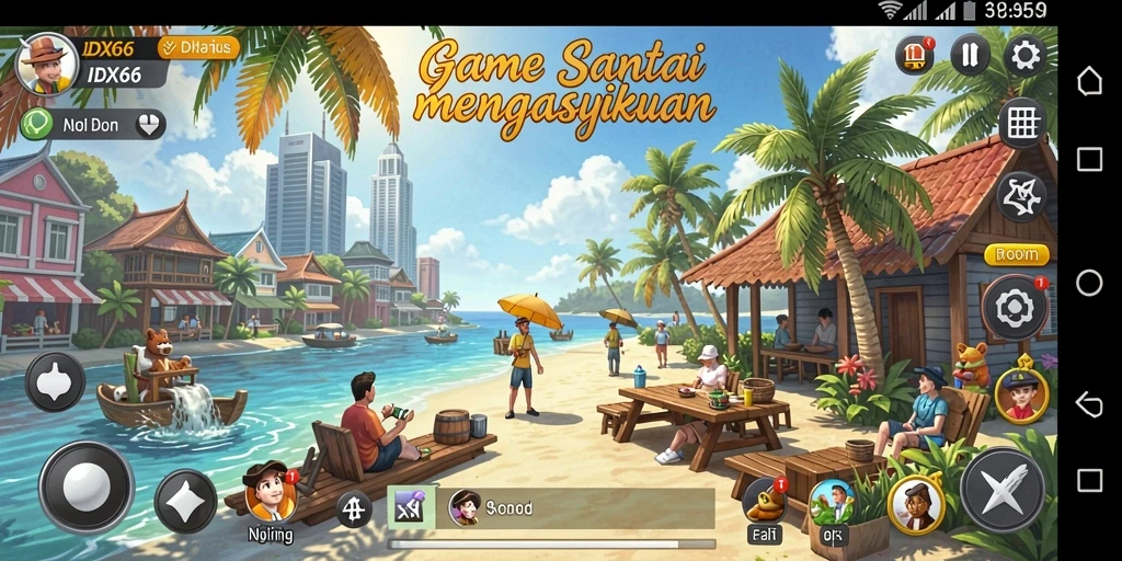 Tampilan gameplay IDX66 yang ceria dan penuh warna.