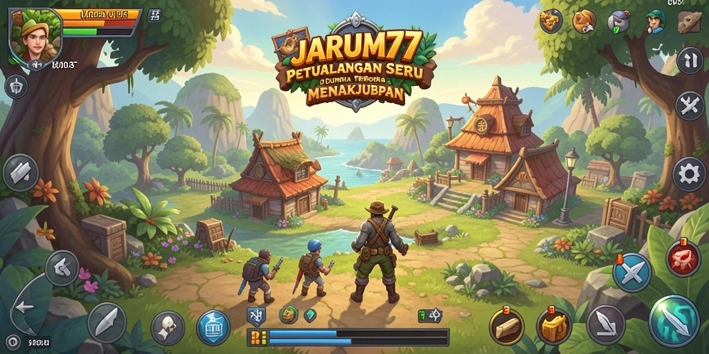 Gameplay JARUM77 yang menjelajahi dunia terbuka yang indah.