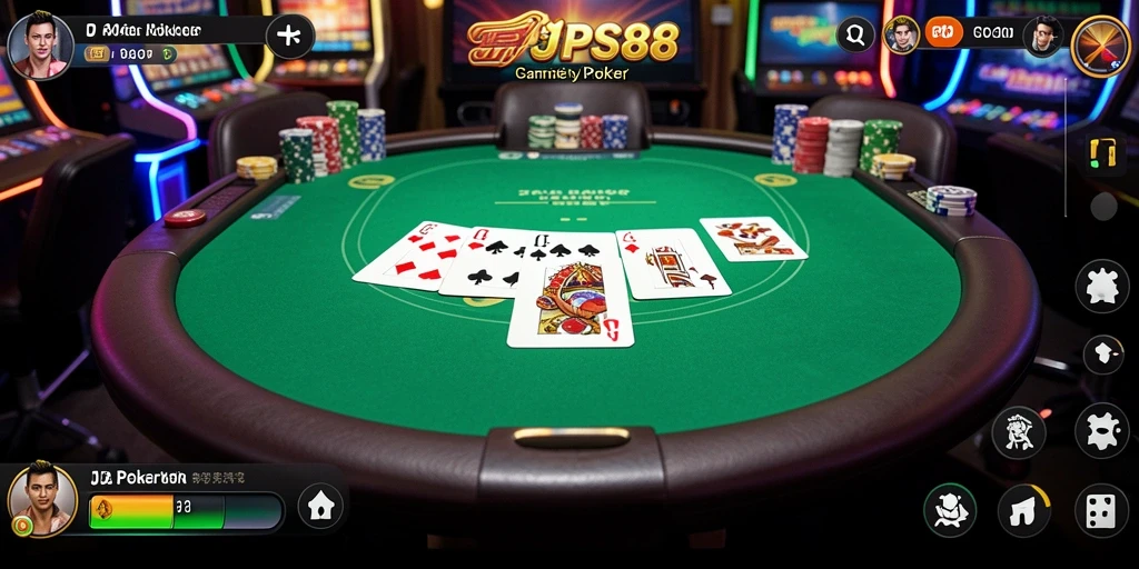 Tampilan permainan poker yang menyenangkan dan interaktif di JPS88.
