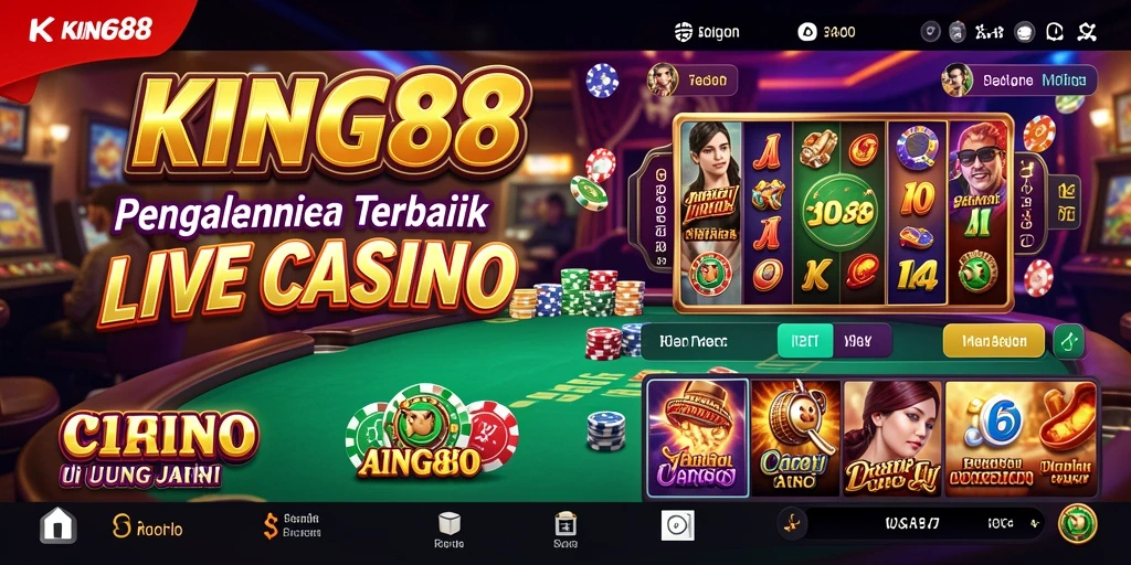 Screenshot gameplay KING88 yang menampilkan dealer profesional dan suasana kasino live.