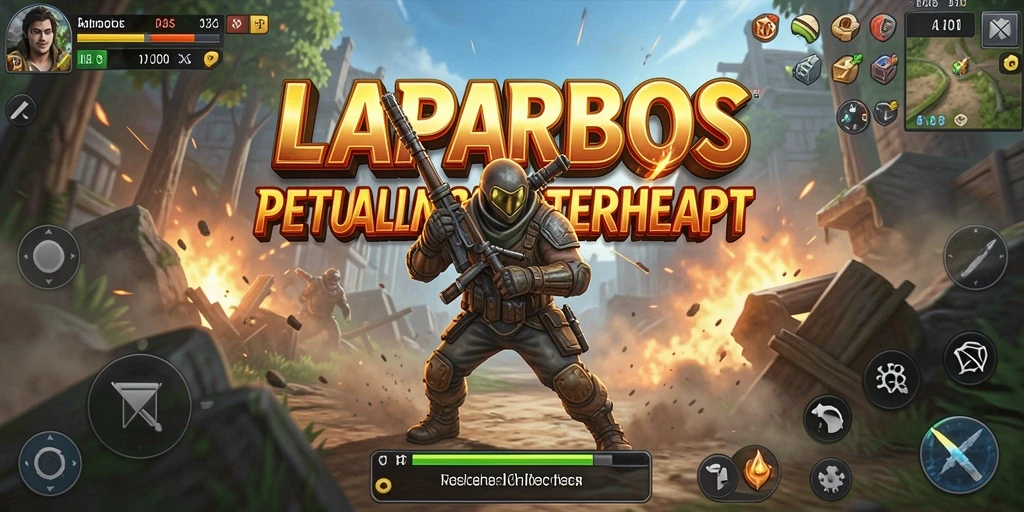 Tampilan utama LAPARBOS menunjukkan aksi intense dan karakter berani.