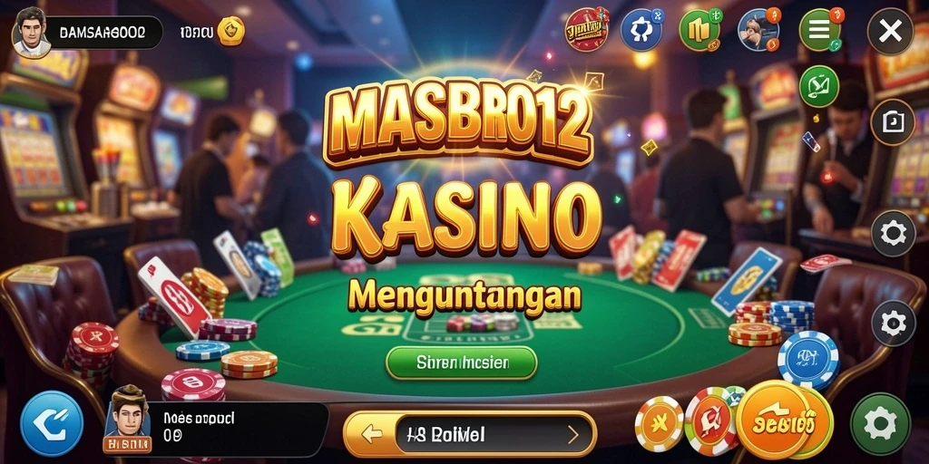 Tangkapan layar utama MASBRO12 menampilkan gameplay kasino yang mengasyikkan.