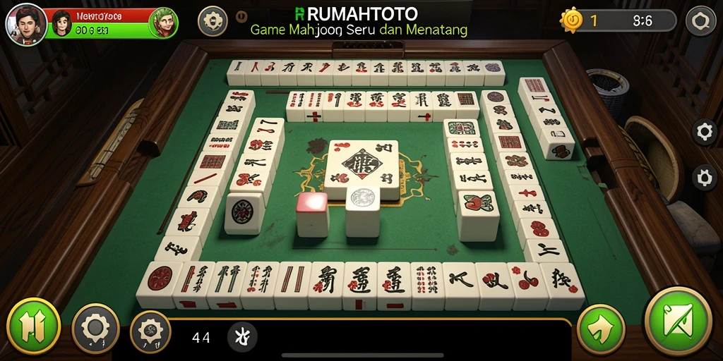 Screenshot RUMAHTOTO menampilkan momen seru gameplay Mahjong.