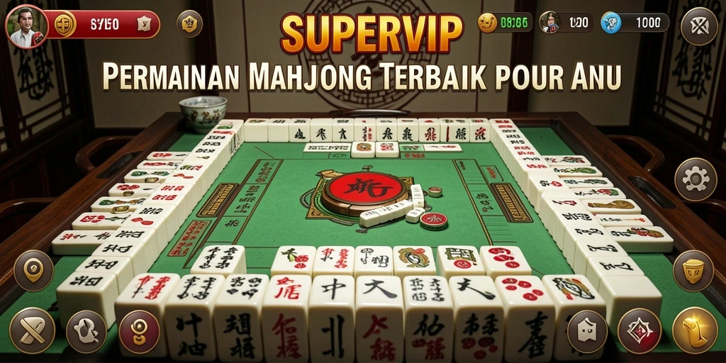 Screenshot utama SUPERVIP menampilkan tindakan seru permainan Mahjong.